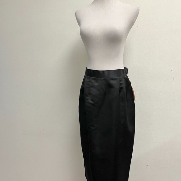 Black Tie satin straight pencile skirt NWT vintage 12 made in USA lined midi